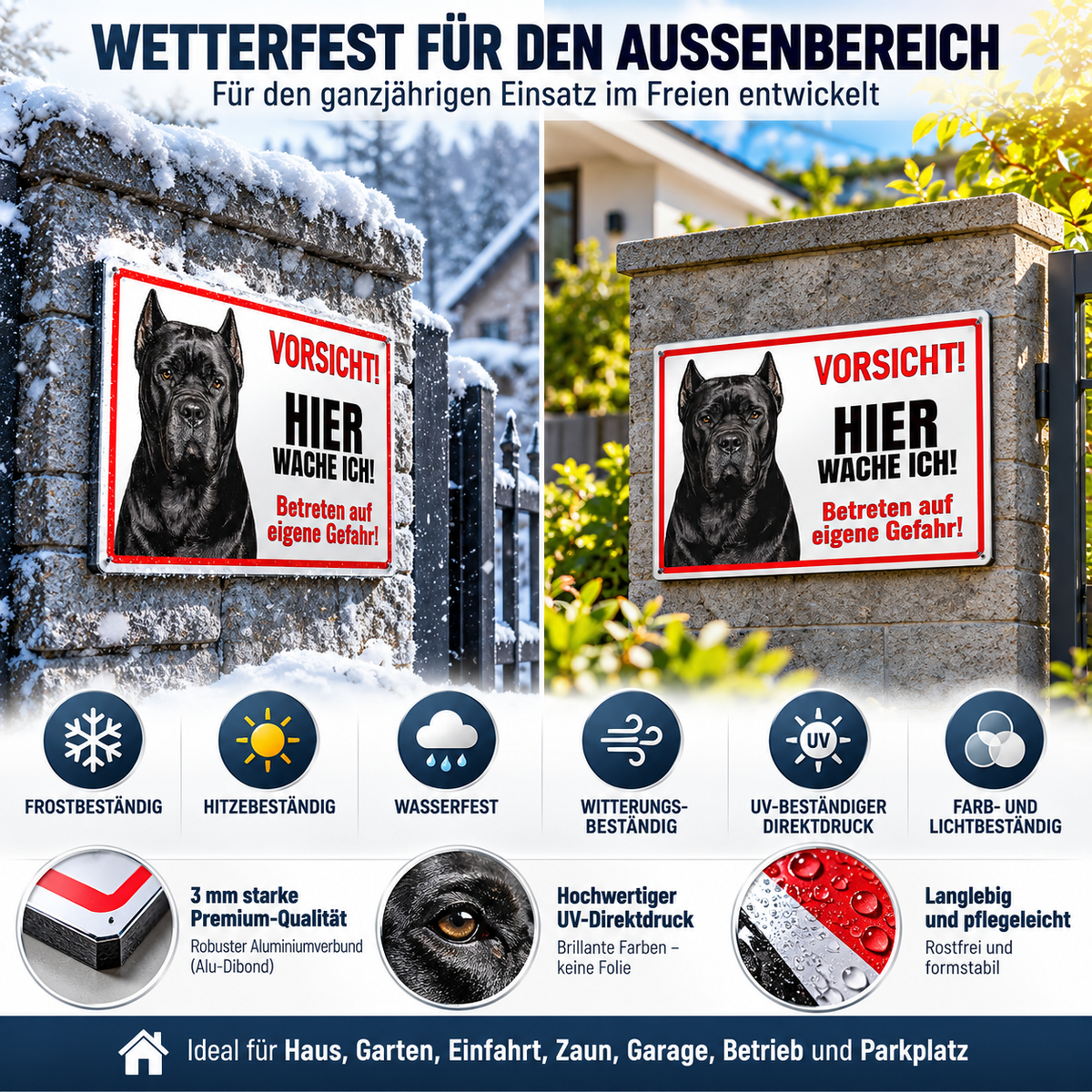 Hundeschild Cane Corso Warnschild – Hier wache ich! | Aluverbund Weiß