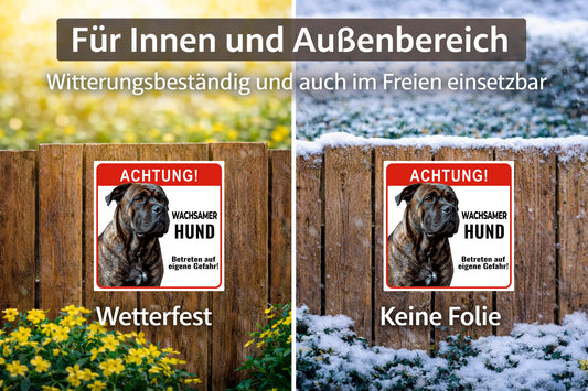 Hundeschild Cane Corso Warnschild – Wachsamer Hund | Aluverbund weiß