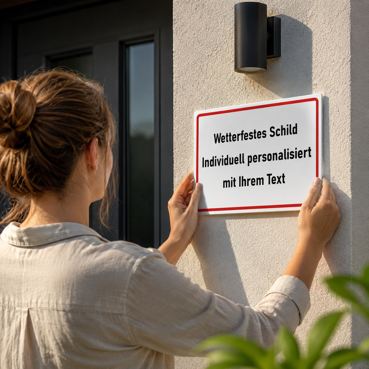 Personalisiertes Hinweisschild mit Wunschtext aus Aluverbund – Wetterfest & UV-beständig