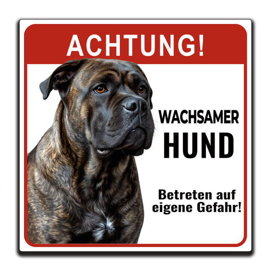 Hundeschild Cane Corso Warnschild – Wachsamer Hund | Aluverbund weiß