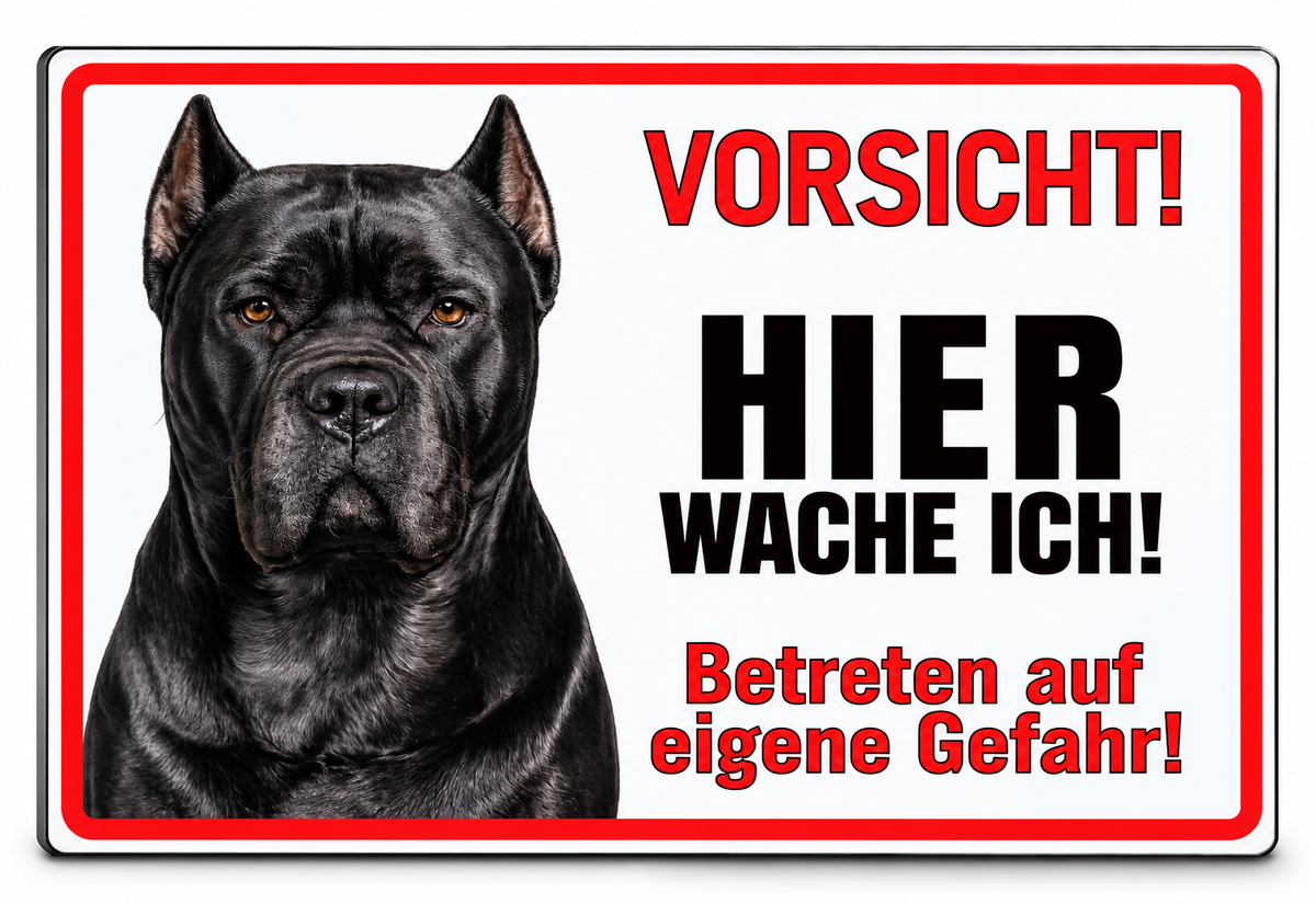 Hundeschild Cane Corso Warnschild – Hier wache ich! | Aluverbund Weiß