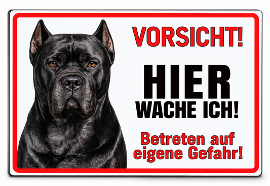 Hundeschild Cane Corso Warnschild – Hier wache ich! | Aluverbund Weiß