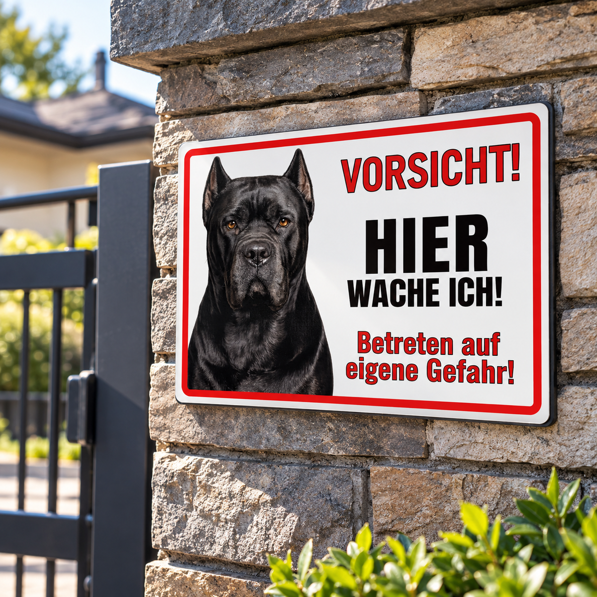 Hundeschild Cane Corso Warnschild – Hier wache ich! | Aluverbund Weiß