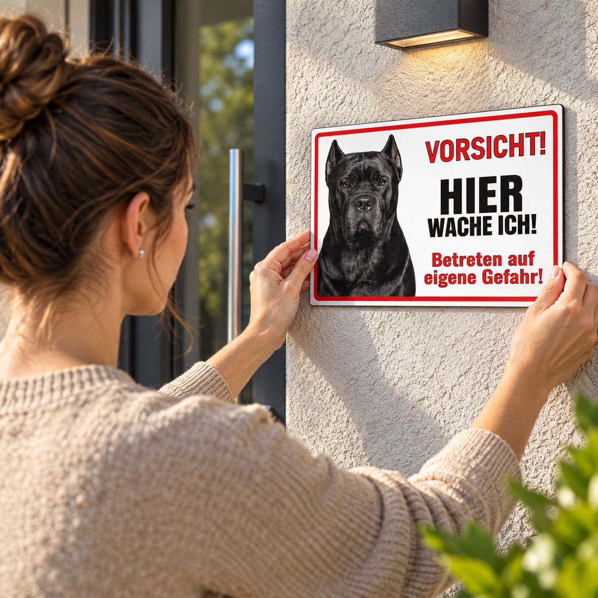 Hundeschild Cane Corso Warnschild – Hier wache ich! | Aluverbund Weiß