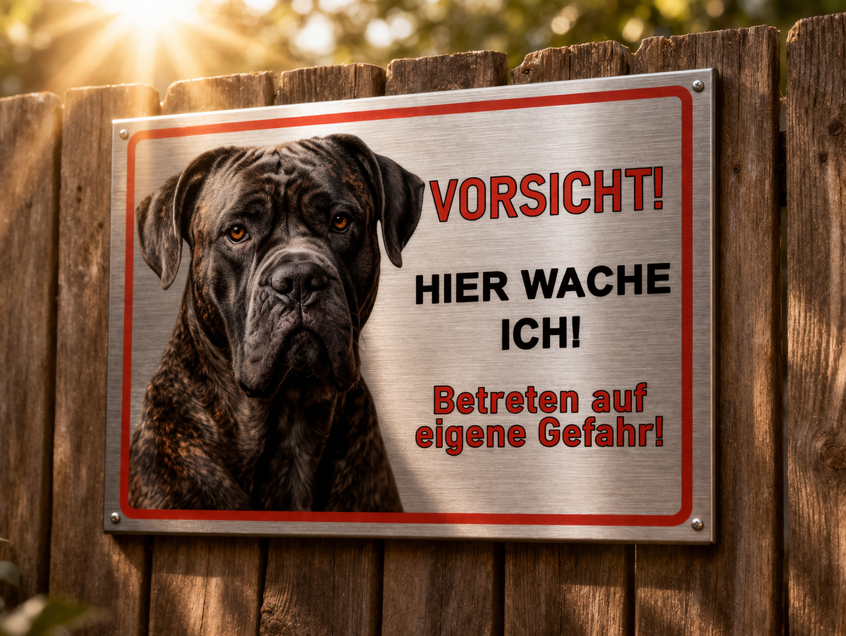 Cane Corso Warnschild Silber