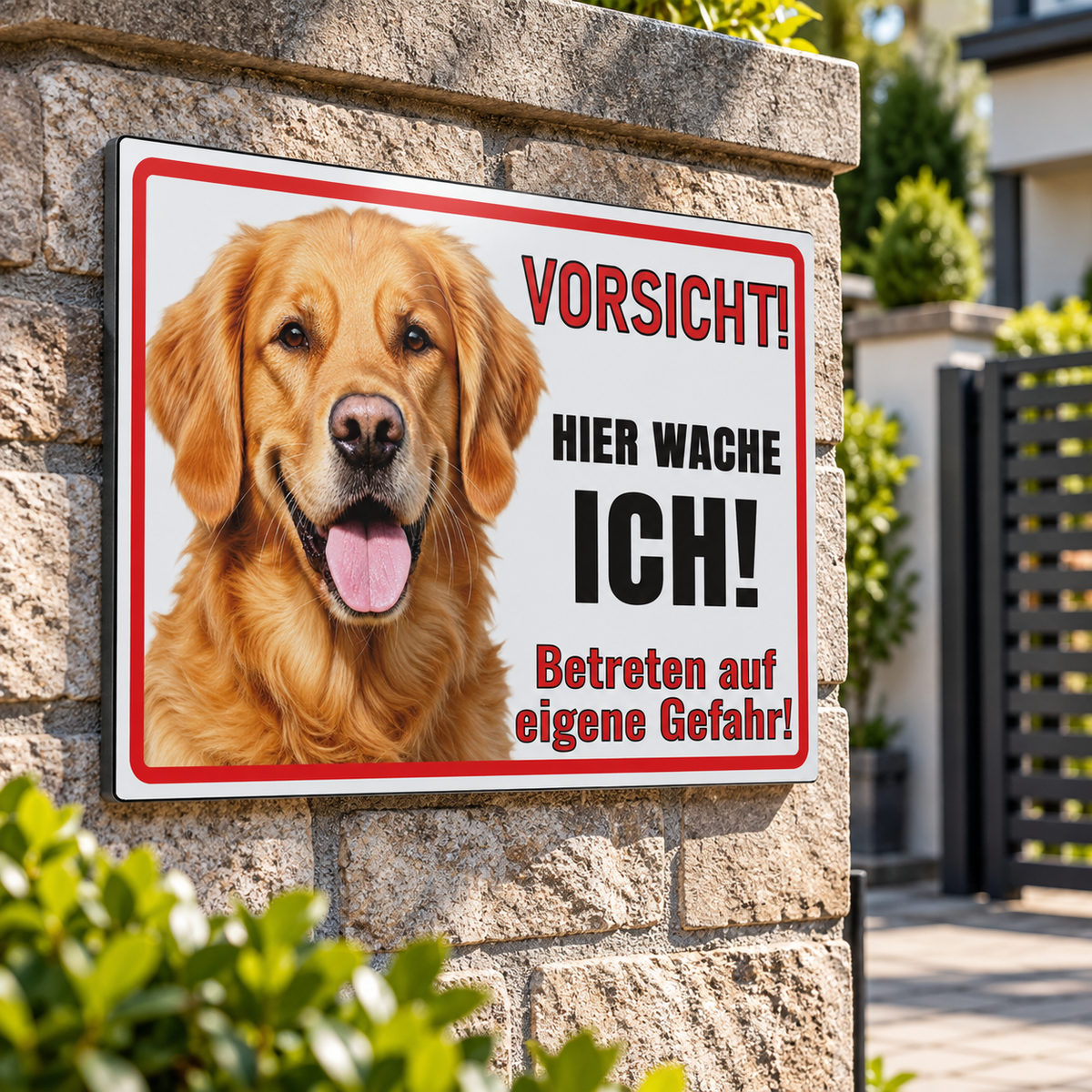Golden Retriever Hundeschild für Tor Zaun und Grundstück