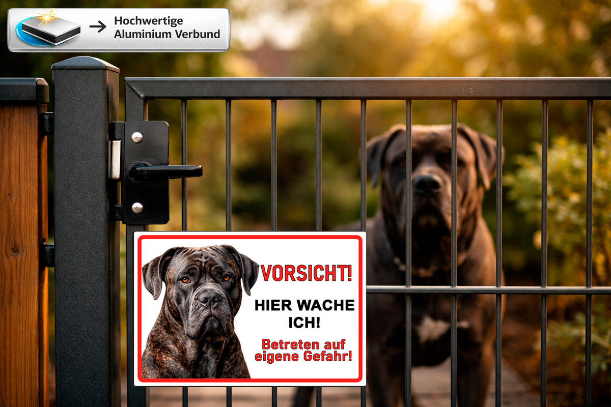 Hundeschild Cane Corso Aluverbund Weiss