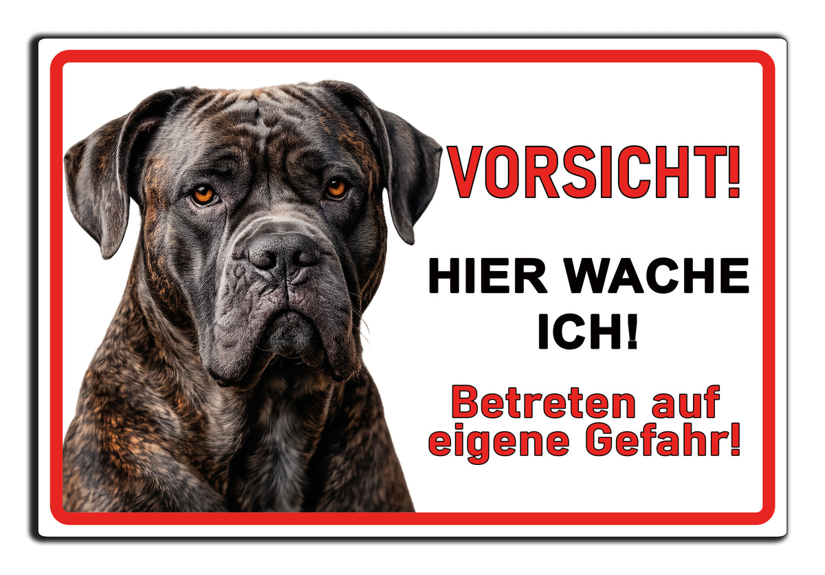 Hundeschild Cane Corso Warnschild weiss