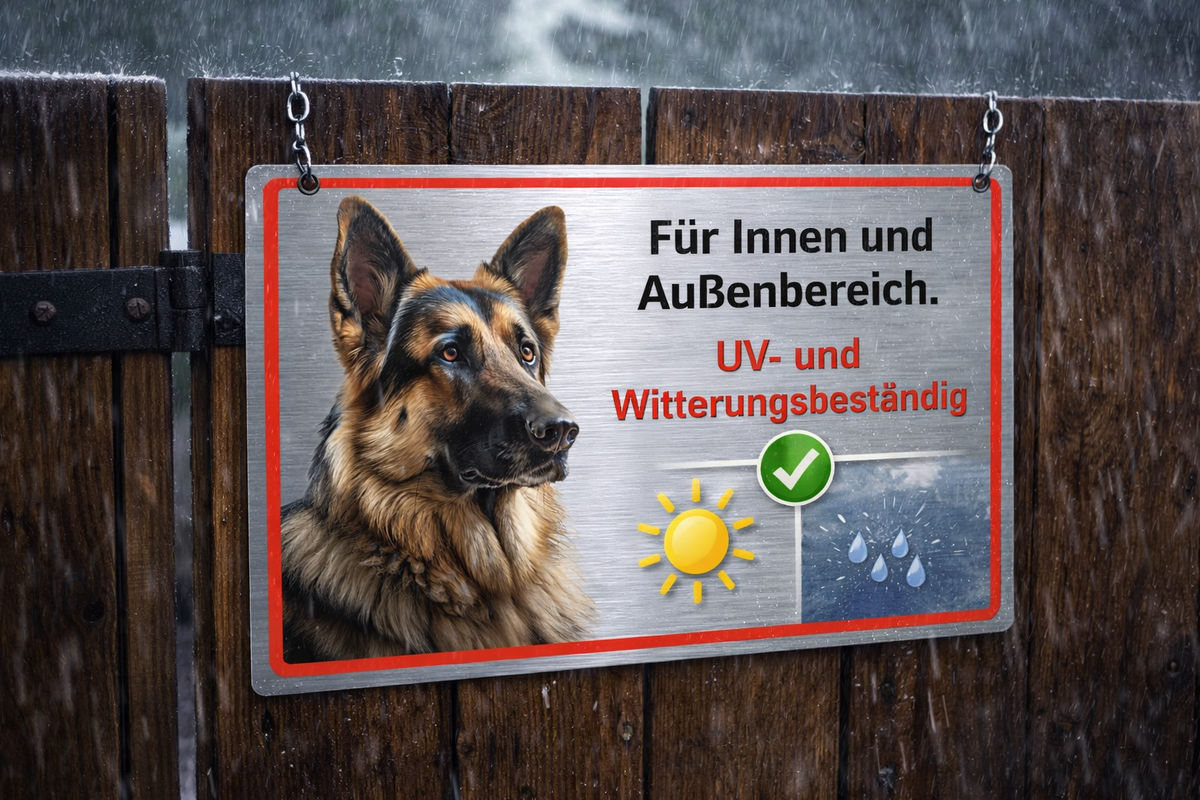 Hundeschild Edelstahl Optik wetterfest
