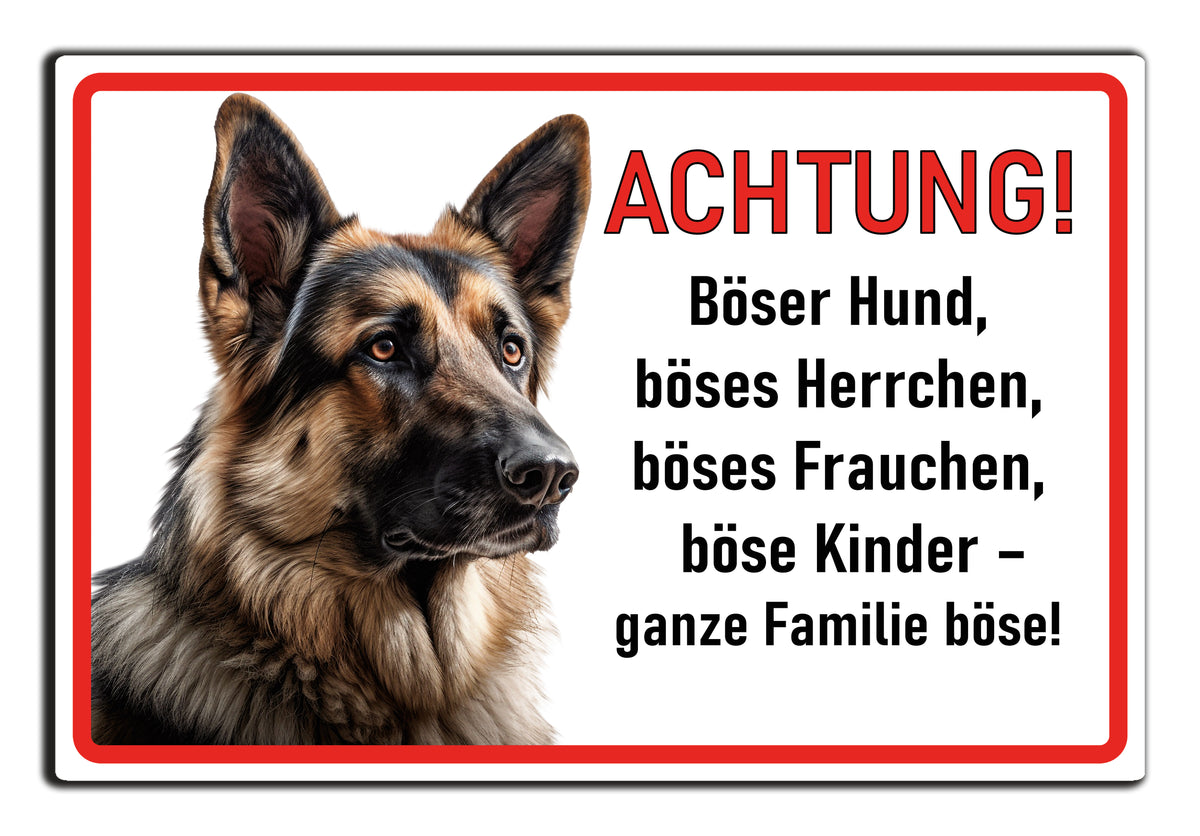 Hundeschild Deutscher Schäferhund – Vorsicht Hund Schild | weißer Aluverbund