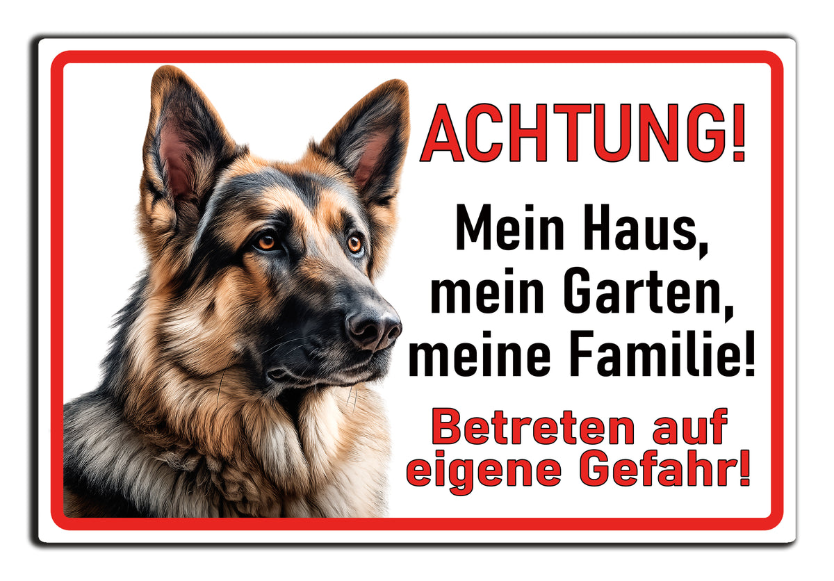 Hundeschild Deutscher Schäferhund – Vorsicht Hund Schild | weißer Aluverbund