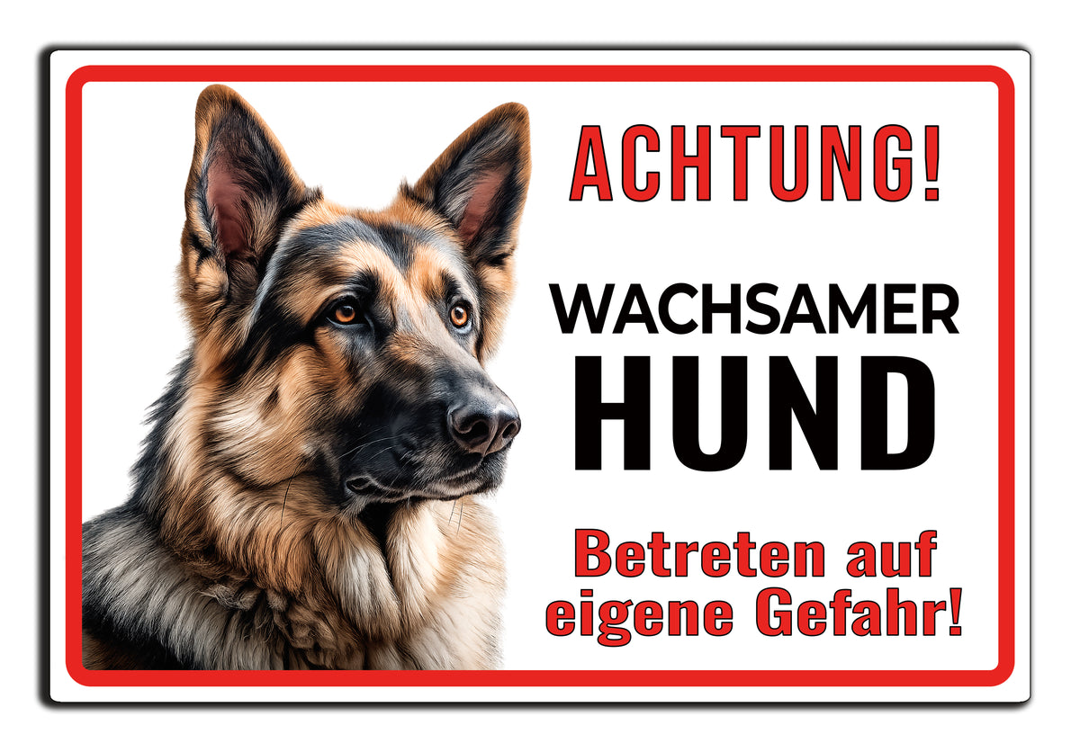 Hundeschild mit Spruch weiß Aluminium