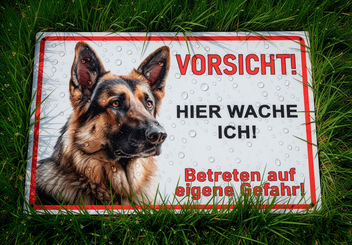 Hundeschild Deutscher Schäferhund weiß Aluverbund