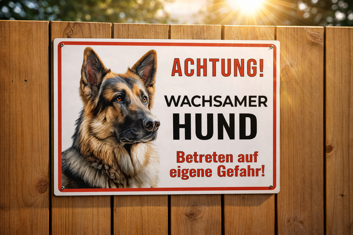 Hundeschild Deutscher Schäferhund – Vorsicht Hund Schild | weißer Aluverbund