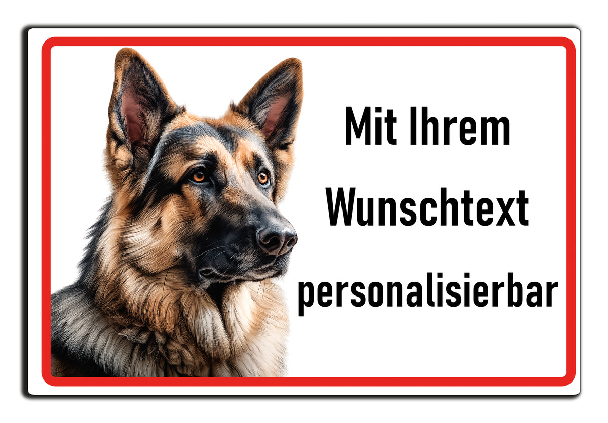 Hundeschild Deutscher Schäferhund – Vorsicht Hund Schild | weißer Aluverbund