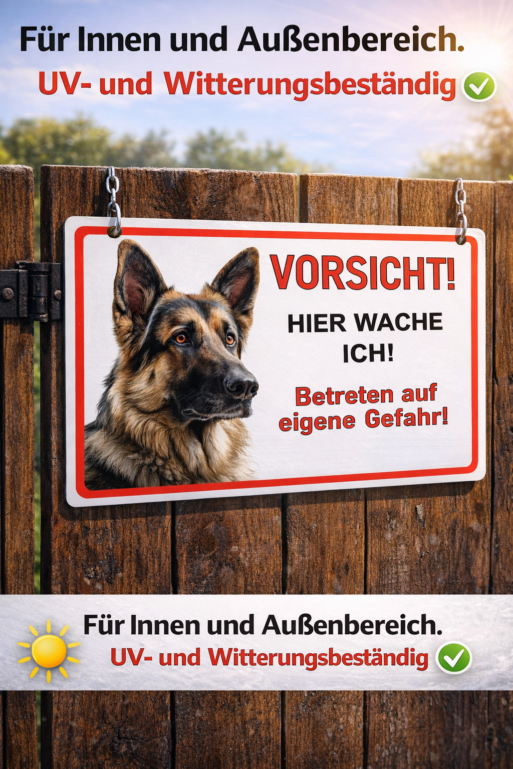 Hundeschild Deutscher Schäferhund – Vorsicht Hund Schild | weißer Aluverbund