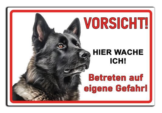 Hundeschild Deutscher Schäferhund schwarz – Vorsicht Hund Schild mit Spruch oder Wunschtext | weißer Aluverbund