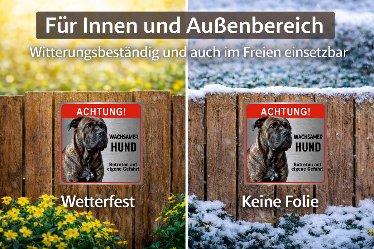 Cane Corso Warnschild – Wachsamer Hund | Silber gebürstet