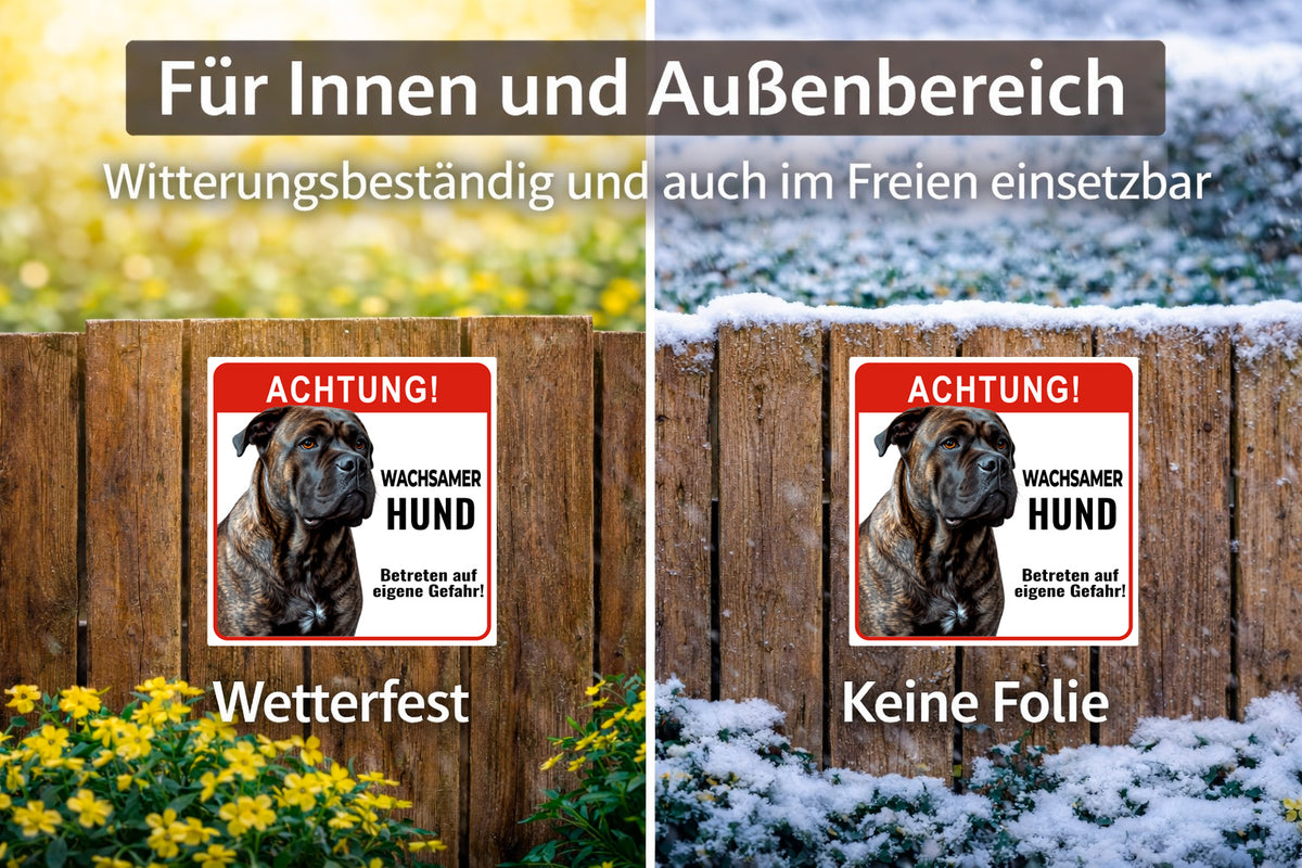 Hundeschild Cane Corso Warnschild – Wachsamer Hund | Aluverbund weiß